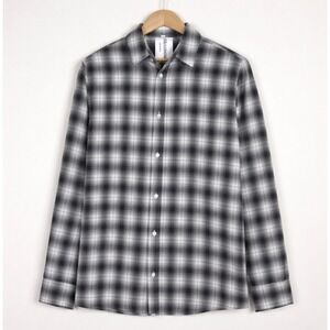 2/$20 Collusion Mens Black White Plaid Button Down Shirt XS